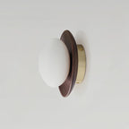 Nordic Wood Wall Sconce with Frosted Glass Globe Shade for Bedroom