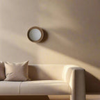 Nordic Wood Wall Sconce with Frosted Glass Globe Shade for Bedroom