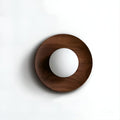 Nordic Wood Wall Sconce with Frosted Glass Globe Shade for Bedroom