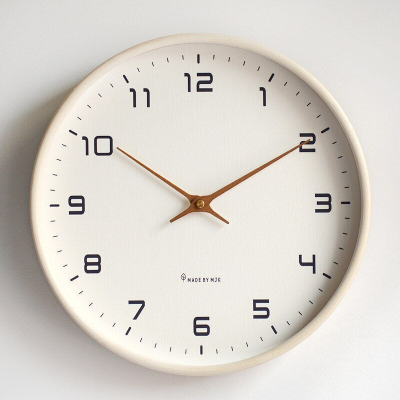 Silent Wooden Wall Clock Scandinavian Minimalist Solid Wood Frame Non-Ticking Sweep Movement for Living Room and Bedroom