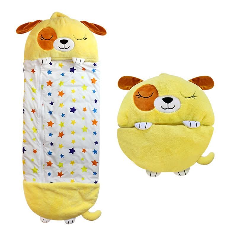 Kids Sleeping Bag with Stuffed Animal Pillow Convertible Plush Sleeping Bag for Children Soft Animal Sleepover Bag with Zipper for Girls and Boys