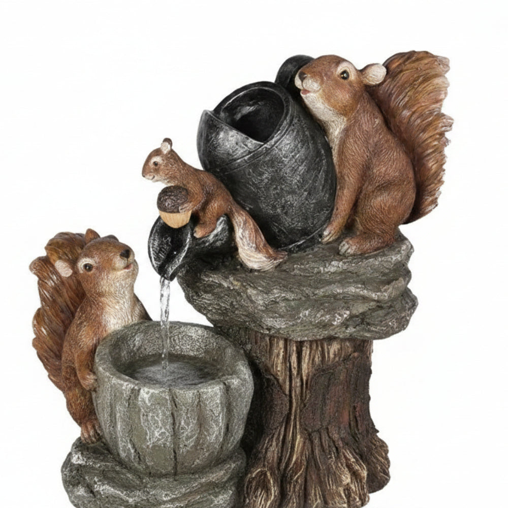 Outdoor Fountain Birdbath Solar Garden Water Feature Resin Animal Figurine Fountain with Pump for Patio Balcony and Lawn