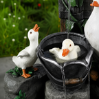 Outdoor Fountain Birdbath Solar Garden Water Feature Resin Animal Figurine Fountain with Pump for Patio Balcony and Lawn