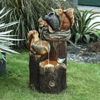 Outdoor Fountain Birdbath Solar Garden Water Feature Resin Animal Figurine Fountain with Pump for Patio Balcony and Lawn