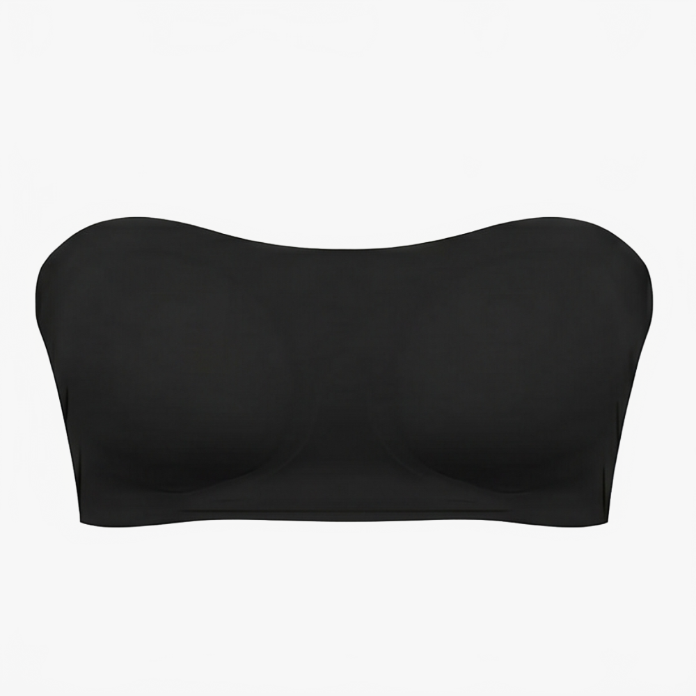 Strapless Wireless Bra with Crossover Back Band and Side Closure