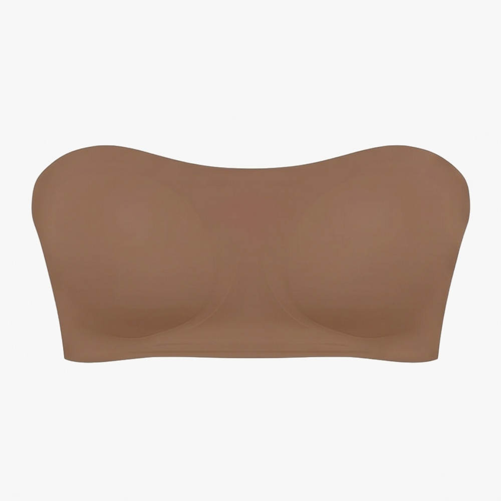 Strapless Wireless Bra with Crossover Back Band and Side Closure