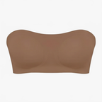 Strapless Wireless Bra with Crossover Back Band and Side Closure