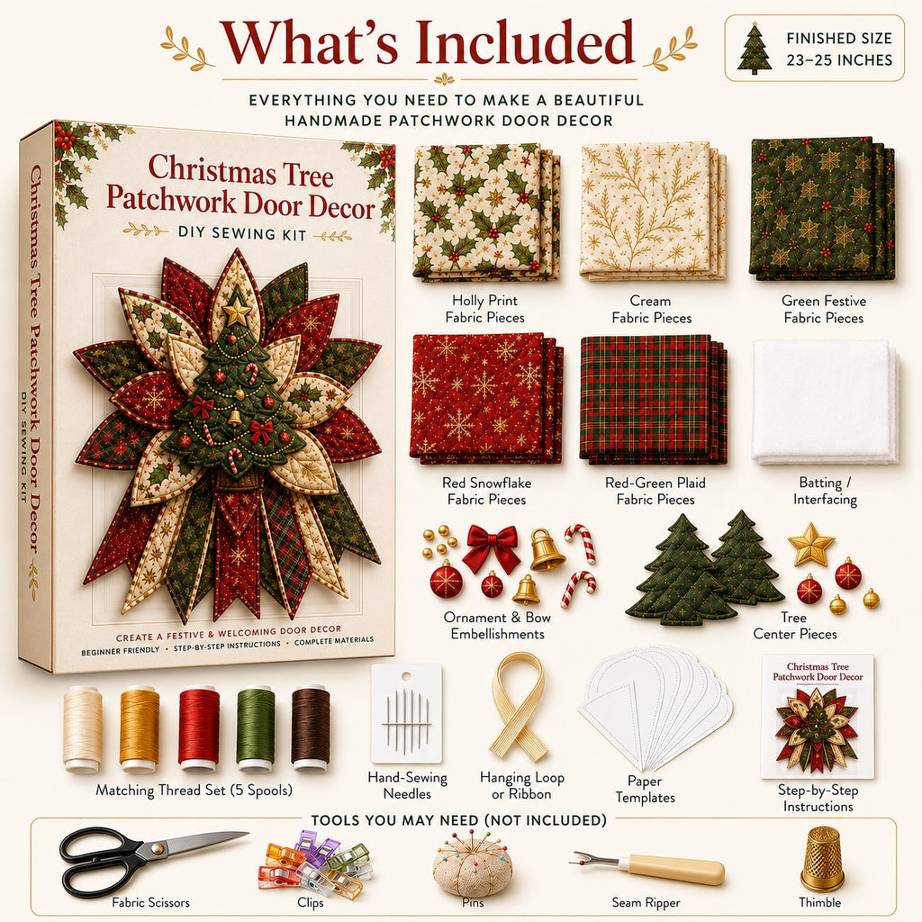 Oversized Christmas Quilted Door Hanger Sewing Kit for Beginners