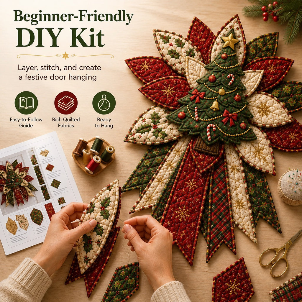 Oversized Christmas Quilted Door Hanger Sewing Kit for Beginners