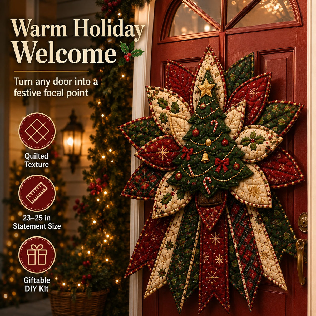 Oversized Christmas Quilted Door Hanger Sewing Kit for Beginners