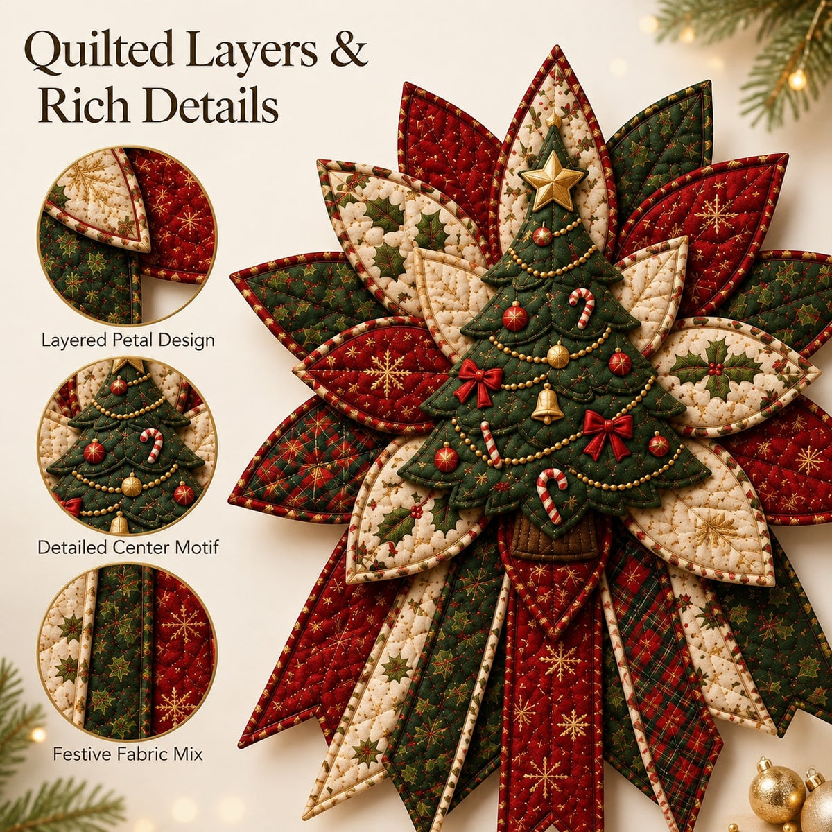 Oversized Christmas Quilted Door Hanger Sewing Kit for Beginners