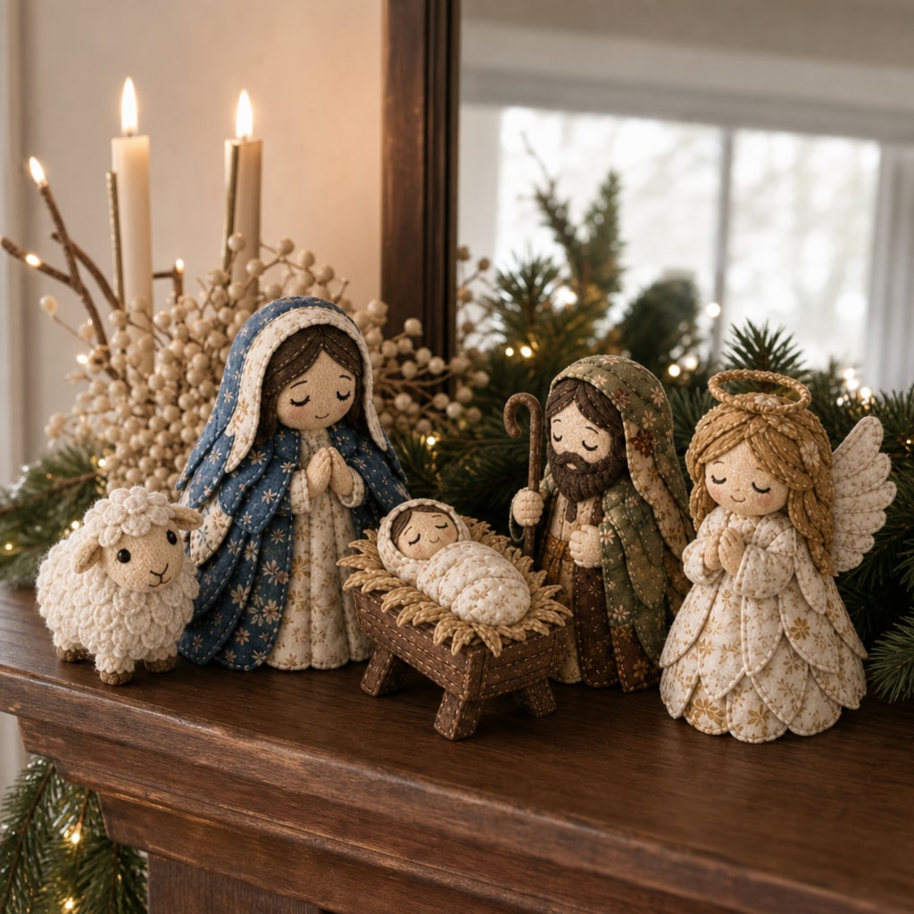 Patchwork Fabric Nativity Scene Sewing Kit with Precut Pieces for Christmas