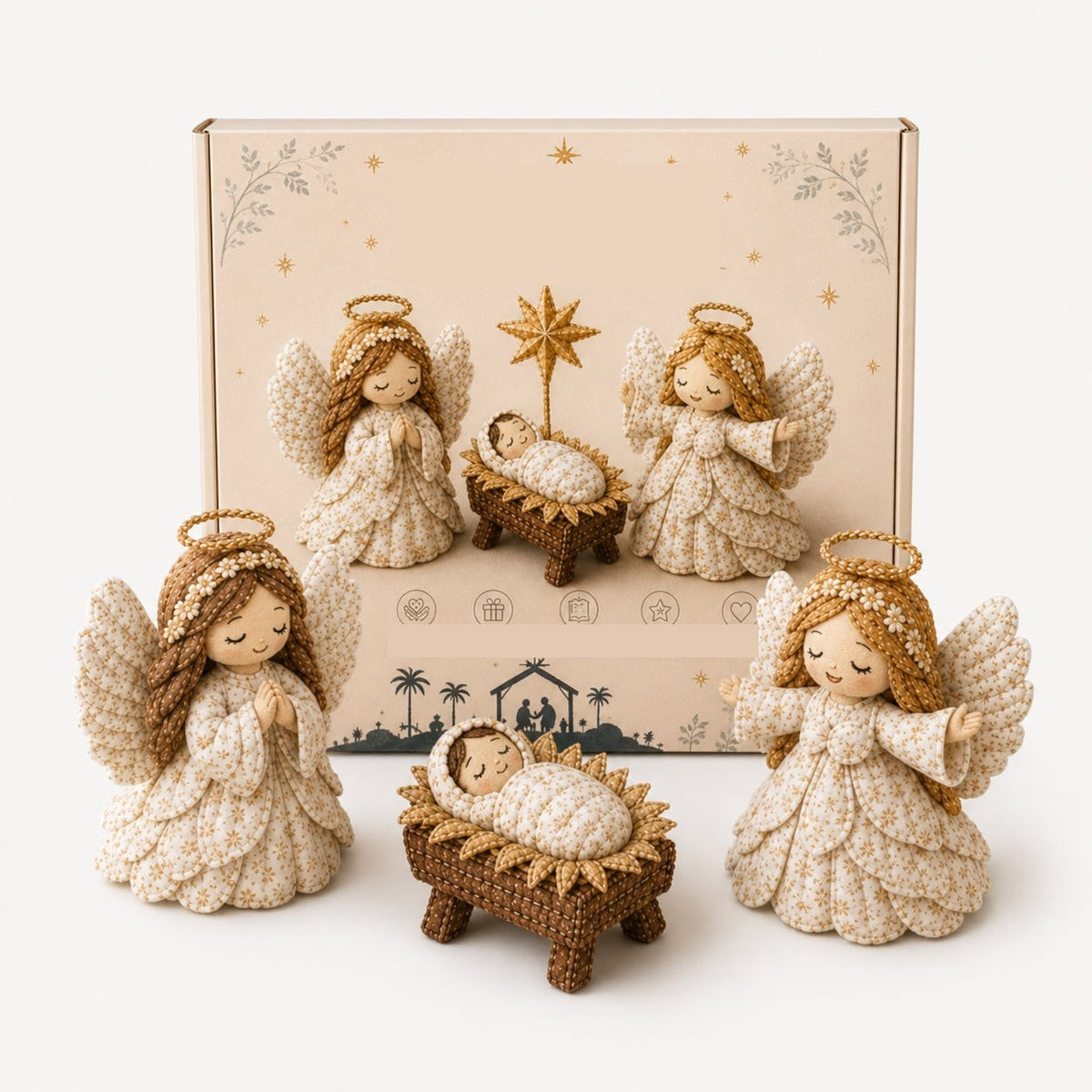 Patchwork Fabric Nativity Scene Sewing Kit with Precut Pieces for Christmas