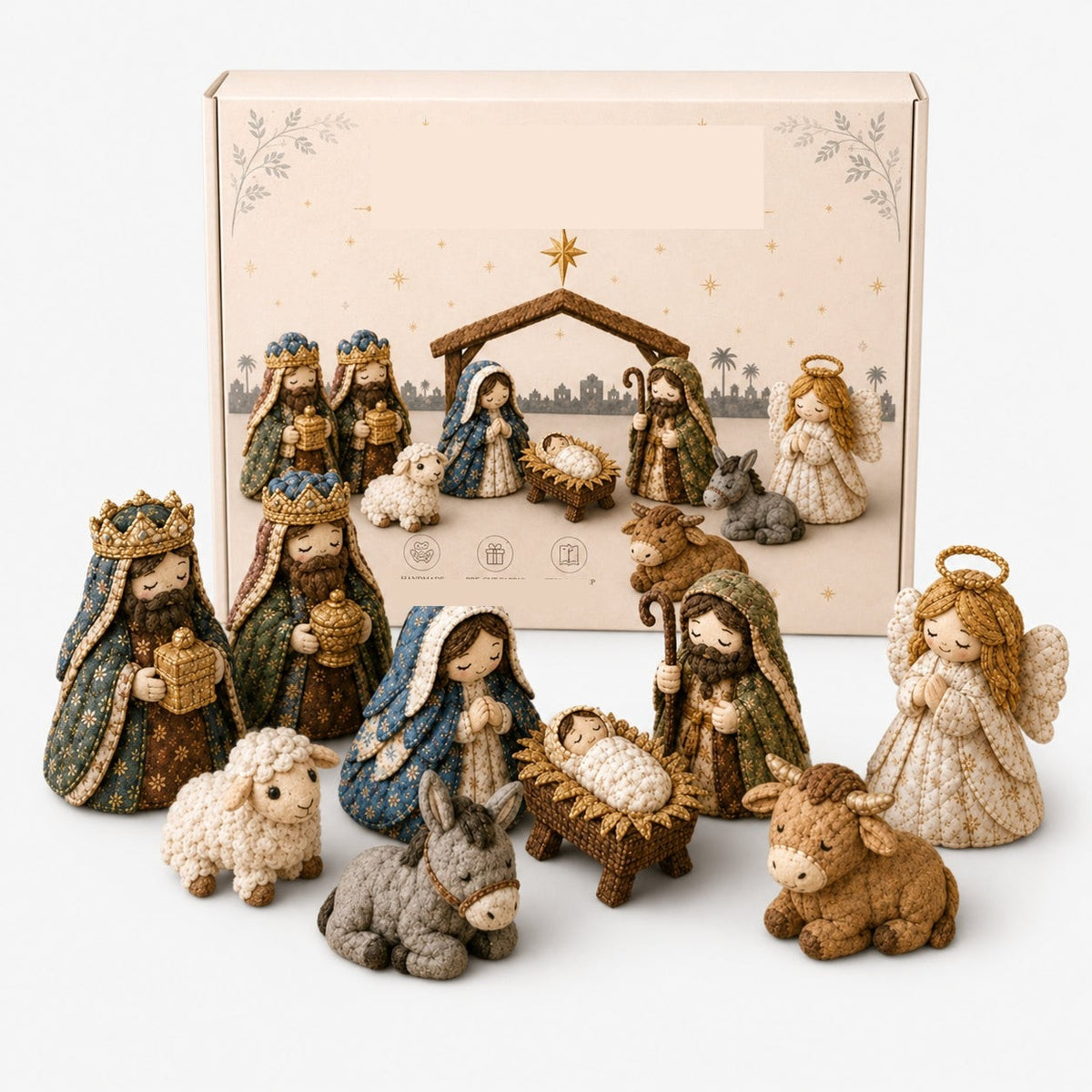 Patchwork Fabric Nativity Scene Sewing Kit with Precut Pieces for Christmas