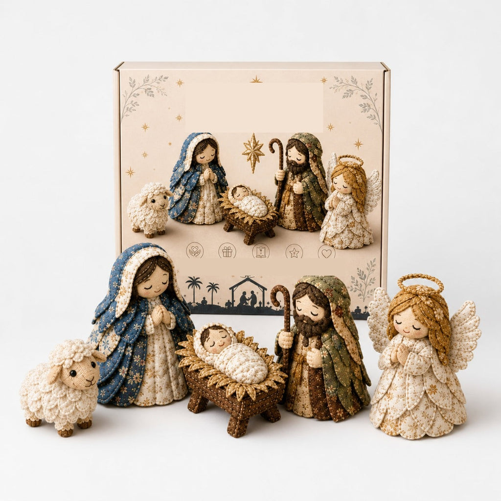 Patchwork Fabric Nativity Scene Sewing Kit with Precut Pieces for Christmas