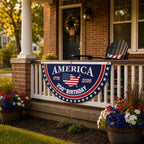 Patriotic America Anniversary Half Fan Flag for Porch Railing