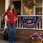 Patriotic America Anniversary Half Fan Flag for Porch Railing