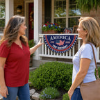 Patriotic America Anniversary Half Fan Flag for Porch Railing