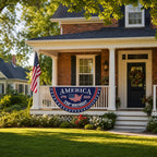 Patriotic America Anniversary Half Fan Flag for Porch Railing
