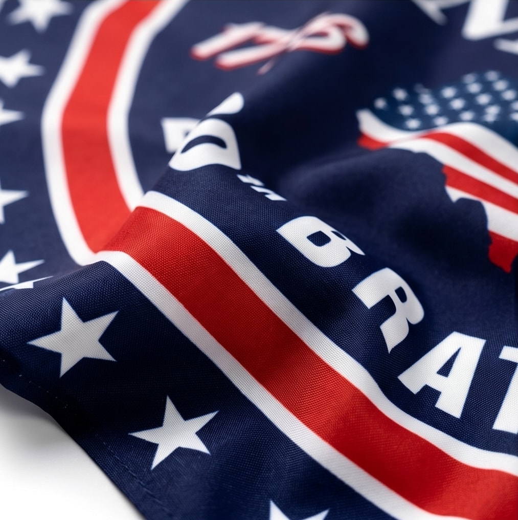 Patriotic America Anniversary Half Fan Flag for Porch Railing