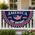 Patriotic America Anniversary Half Fan Flag for Porch Railing