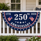 Patriotic America Anniversary Half Fan Flag for Porch Railing