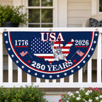 Patriotic America Anniversary Half Fan Flag for Porch Railing