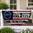 Patriotic America Anniversary Half Fan Flag for Porch Railing