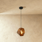 Geometric Faceted Glass Pendant Light with Black Canopy