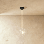 Geometric Faceted Glass Pendant Light with Black Canopy