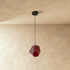Geometric Faceted Glass Pendant Light with Black Canopy