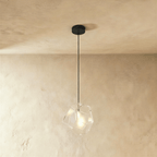 Geometric Faceted Glass Pendant Light with Black Canopy