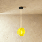 Geometric Faceted Glass Pendant Light with Black Canopy