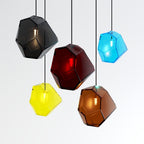 Geometric Faceted Glass Pendant Light with Black Canopy