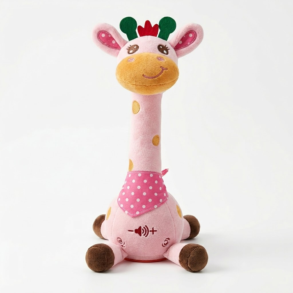 Interactive Singing Giraffe Plush Toy Talking Musical Stuffed Animal with Nursery Rhymes and Voice Repeat for Toddlers