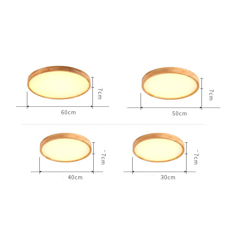 Ultra Slim Round Wood Ceiling Light with LED Light