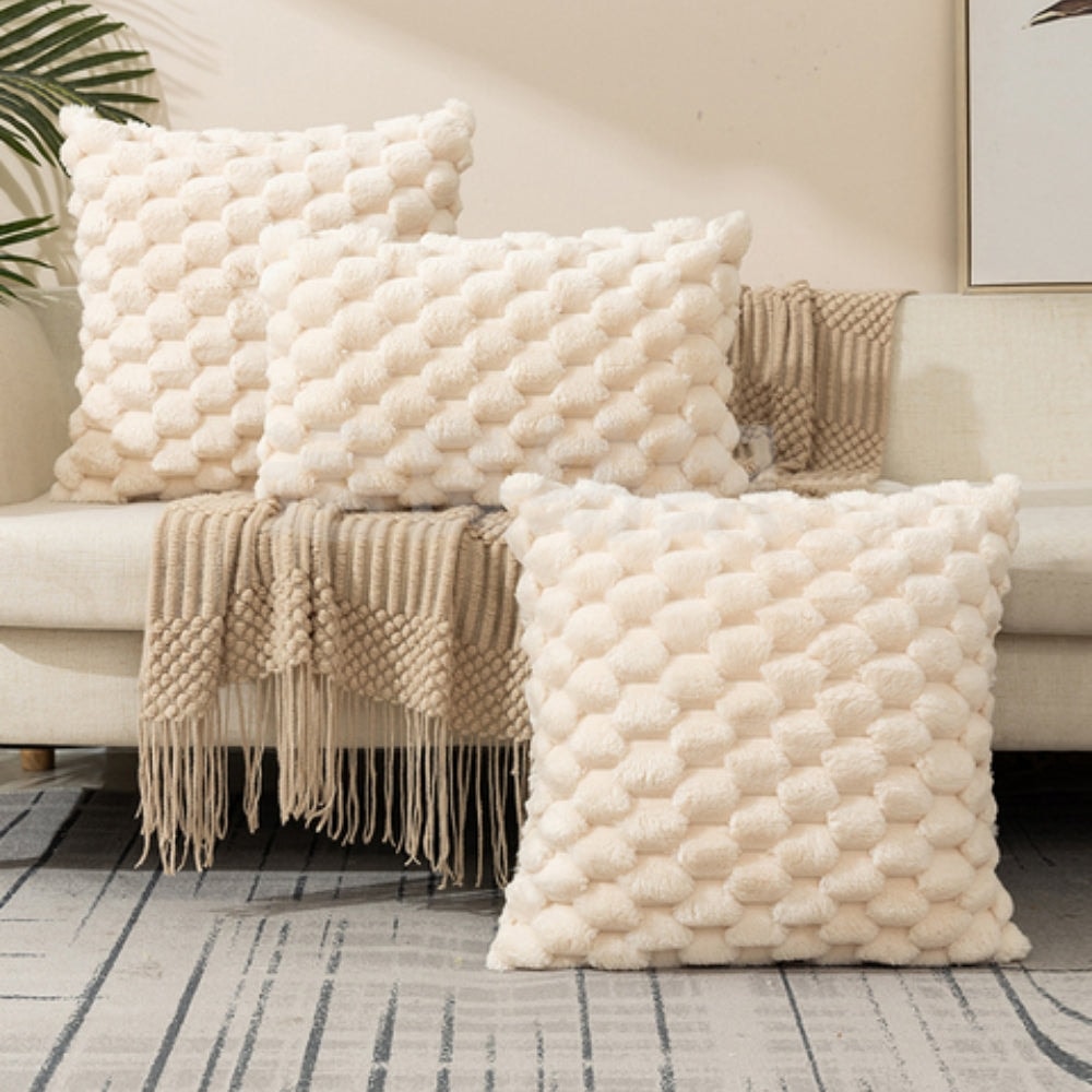 Plush Bubble Texture Throw Pillow Cover with Hidden Zipper
