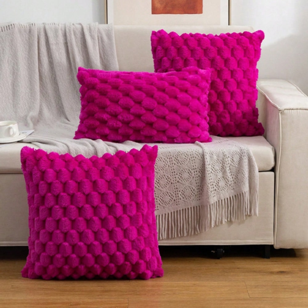 Plush Bubble Texture Throw Pillow Cover with Hidden Zipper