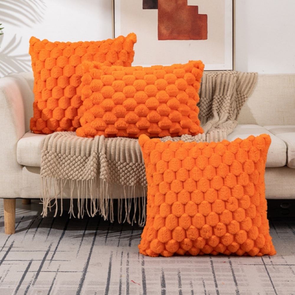Plush Bubble Texture Throw Pillow Cover with Hidden Zipper