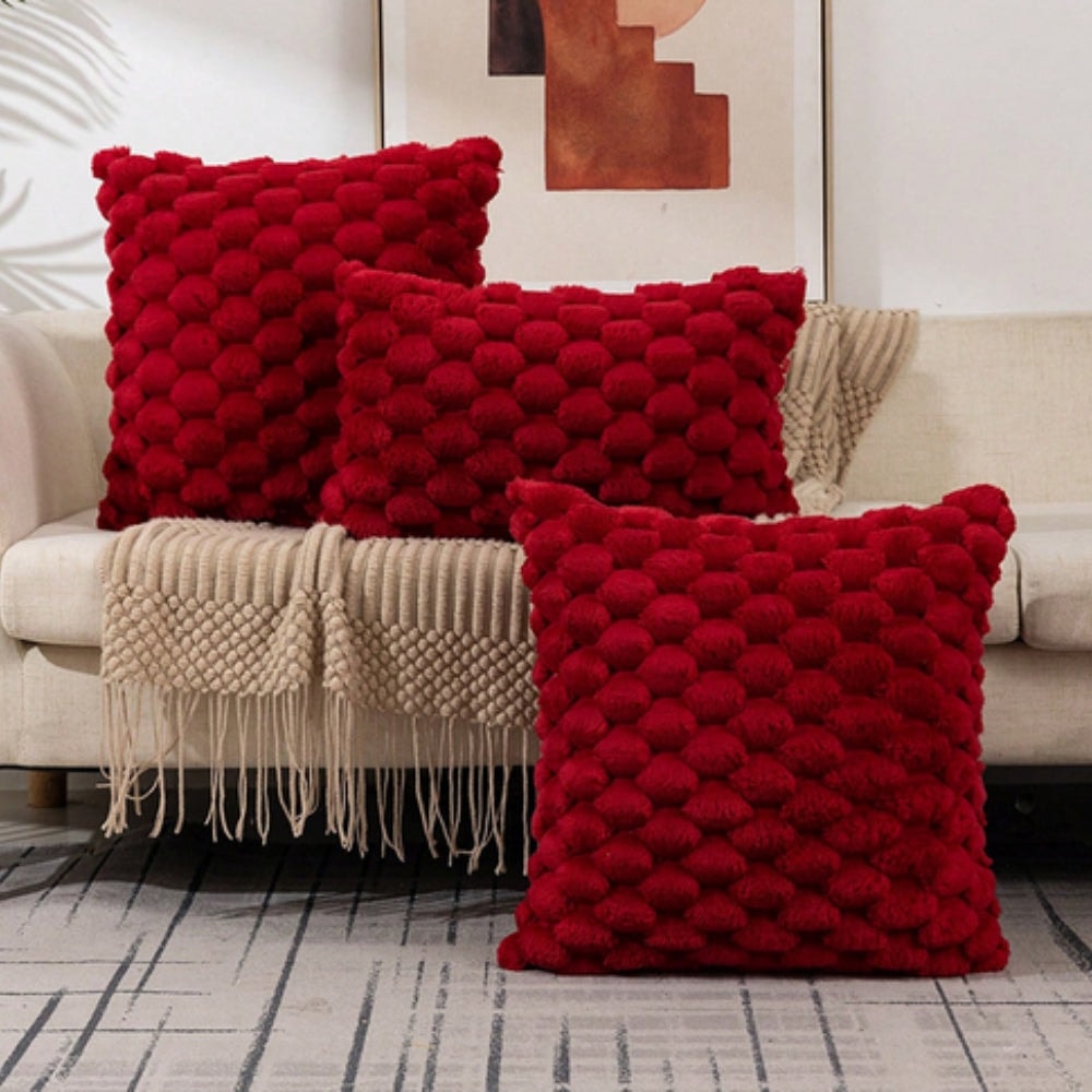 Plush Bubble Texture Throw Pillow Cover with Hidden Zipper