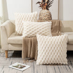 Plush Bubble Texture Throw Pillow Cover with Hidden Zipper