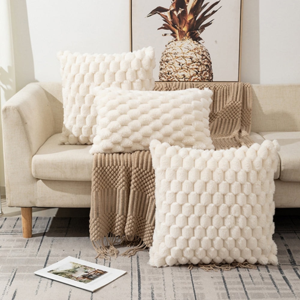 Plush Bubble Texture Throw Pillow Cover with Hidden Zipper