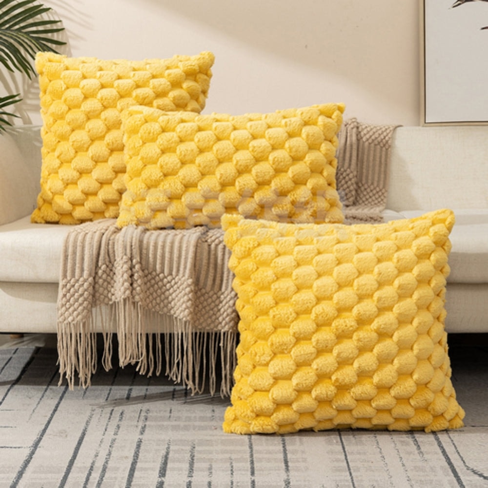 Plush Bubble Texture Throw Pillow Cover with Hidden Zipper