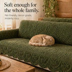 Plush Non-Slip Sofa Cover with Embossed Leaf Texture and Silicone Grip Backing