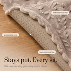 Plush Non-Slip Sofa Cover with Embossed Leaf Texture and Silicone Grip Backing