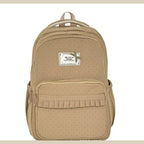Polka Dot Ruffle Backpack with Multiple Pockets for School and Travel