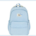 Polka Dot Ruffle Backpack with Multiple Pockets for School and Travel