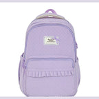 Polka Dot Ruffle Backpack with Multiple Pockets for School and Travel