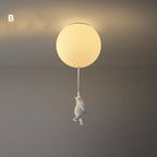 Balloon Globe Ceiling Light with Bear Pull Cord