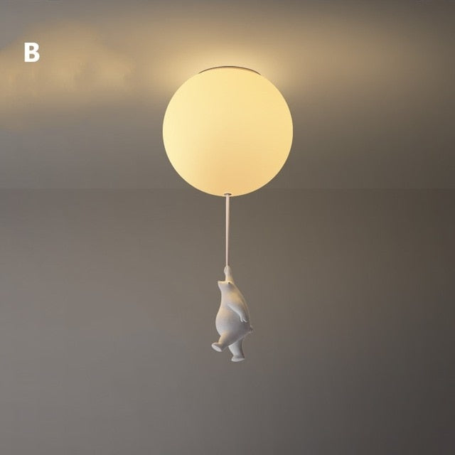 Balloon Globe Ceiling Light with Bear Pull Cord